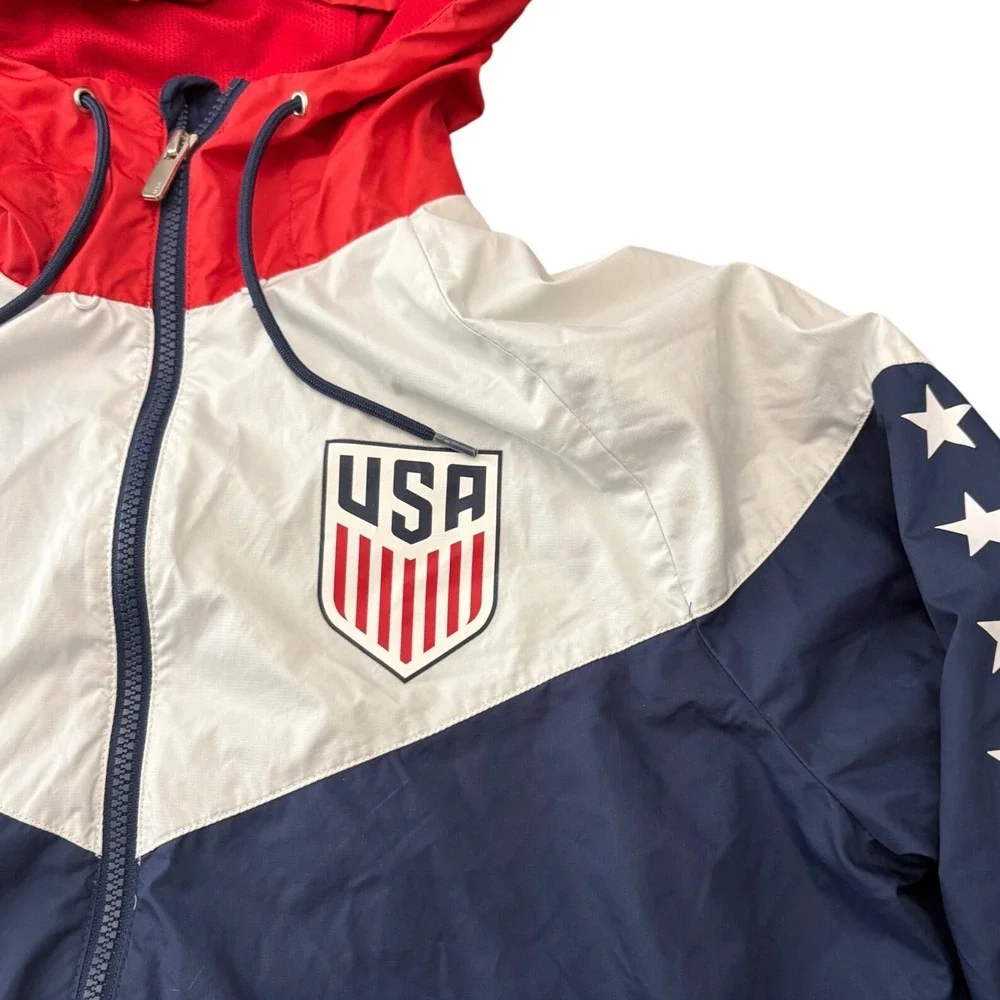 Men's Nike USA Soccer Windrunner Jacket Red White Blue Stars Full Zip Size M